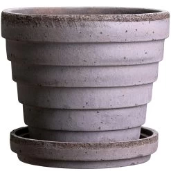 Bergs Potter Planet Pot With Saucer Grey Ø14 Cm