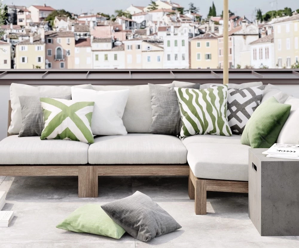 Impal Cushion Outdoor 50x50 Cm, Sage / Off-white 4 Impal Cushion Outdoor 50x50 Cm, Sage / Off-white - Image 2