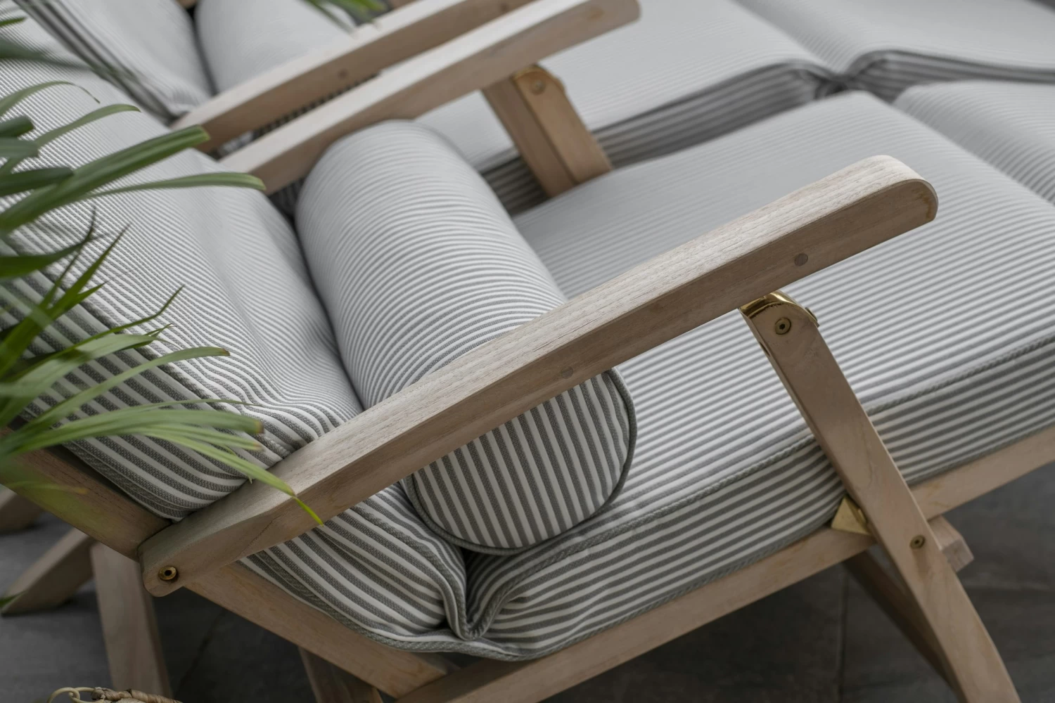 Narrow Stripe Sunbed Cushion 60x186 Cm, Grey 4 Narrow Stripe Sunbed Cushion 60x186 Cm, Grey - Image 2