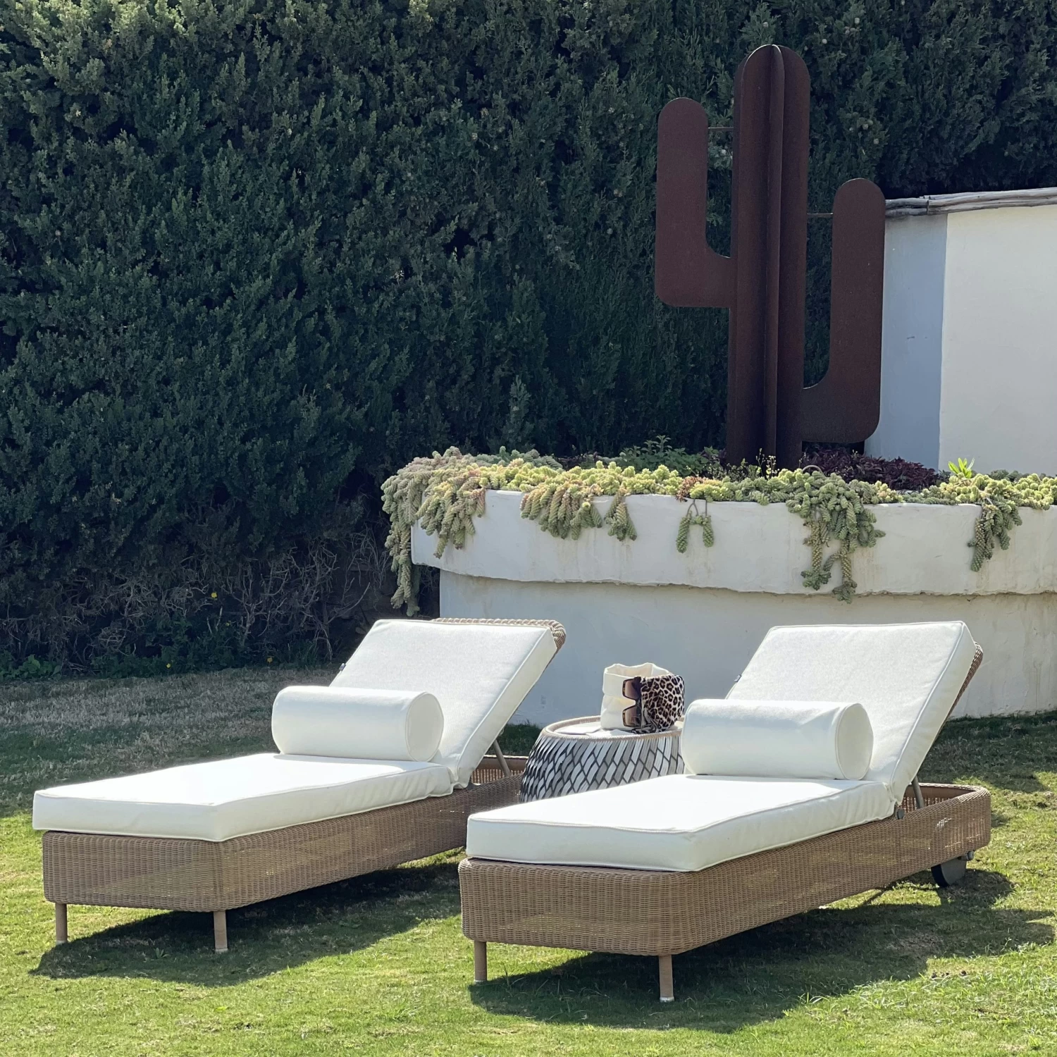 Plain Sunbed Cushion 60x186 Cm, White 4 Plain Sunbed Cushion 60x186 Cm, White - Image 2