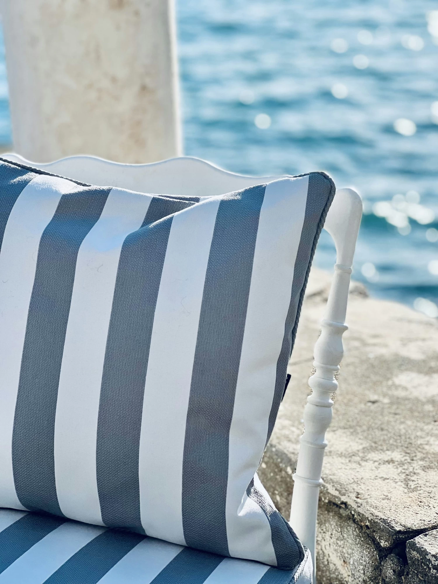 Wide Stripe Cushion 45x45 Cm, Grey 4 Wide Stripe Cushion 45x45 Cm, Grey - Image 2