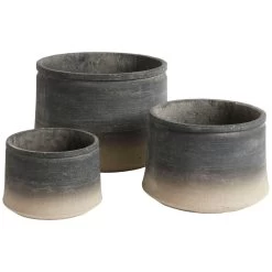Muubs Kanji Decorative Pot Low Grey, 27 Cm -Sunny Garden Shop muubs kanji pot low grey 12