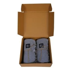 Kochi Gift Set Bath 2 Pieces Hamam Bath Sheet, Dark Grey / White